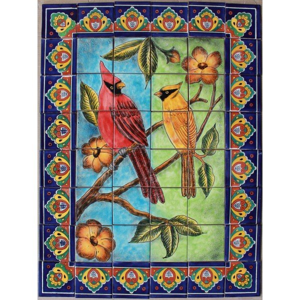 Mexican Talavera Mural Cardenales 1